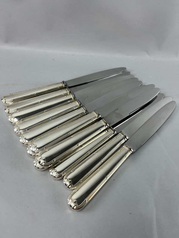 12 Tafelmesser aus versilbertem Metall Band