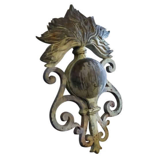 Objet De Décoration Ecusson Blason Luminaire Cartouche époque XIXème En Fonte Tiran Porte Ancienne