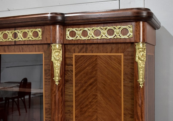 Louis XV - Louis XVI marquetry armoire-library - 20th century
