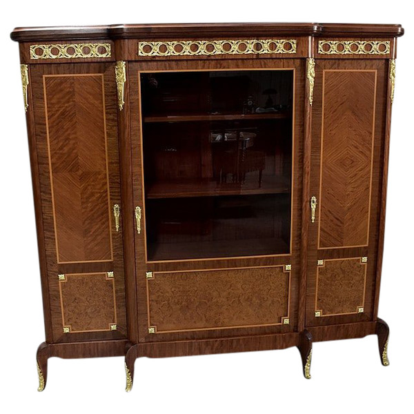 Louis XV - Louis XVI marquetry armoire-library - 20th century