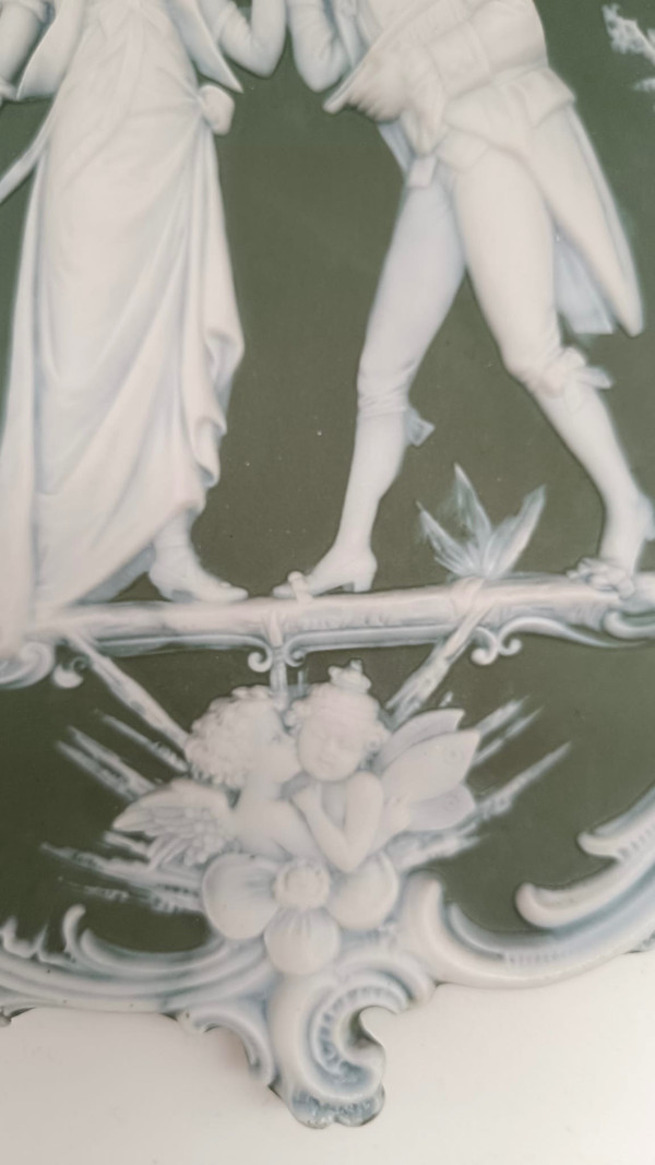 Coppia di targhe in porcellana in stile Wedgwood