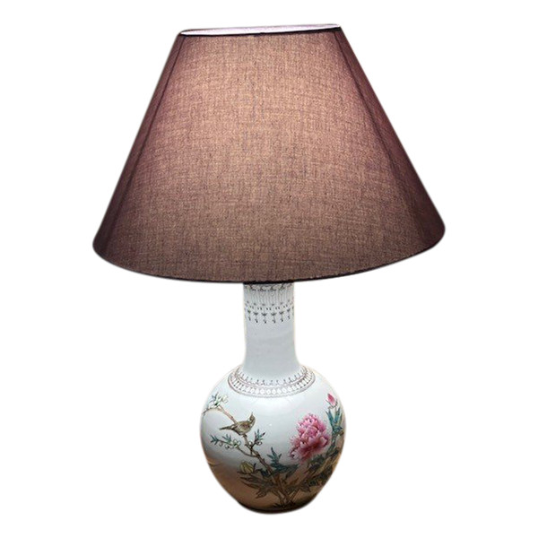 Très belle lampe ancienne en porcelaine de Chine d'époque début XXème vers 1920