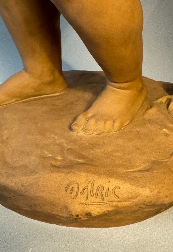Sculpture Terre cuite de SEVRES "Bacchus enfant" signed MALRIC