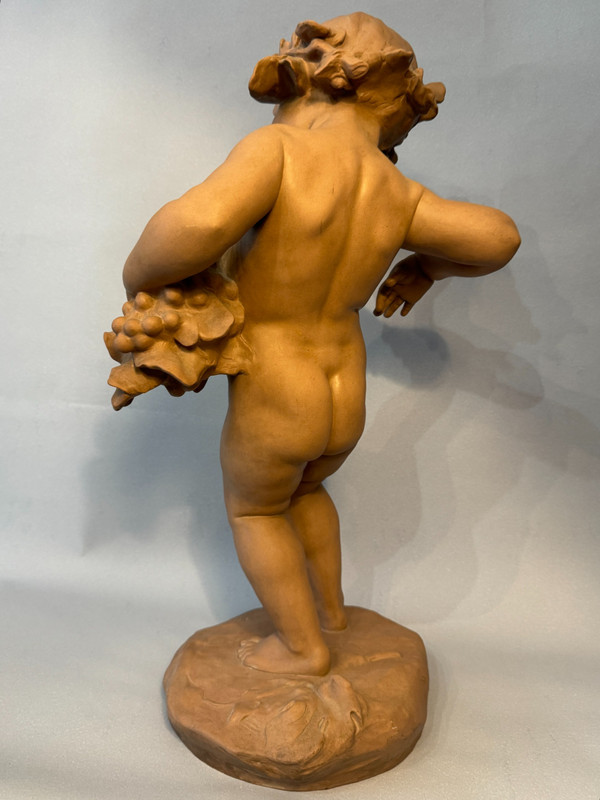 Sculpture Terre cuite de SEVRES "Bacchus enfant" signed MALRIC