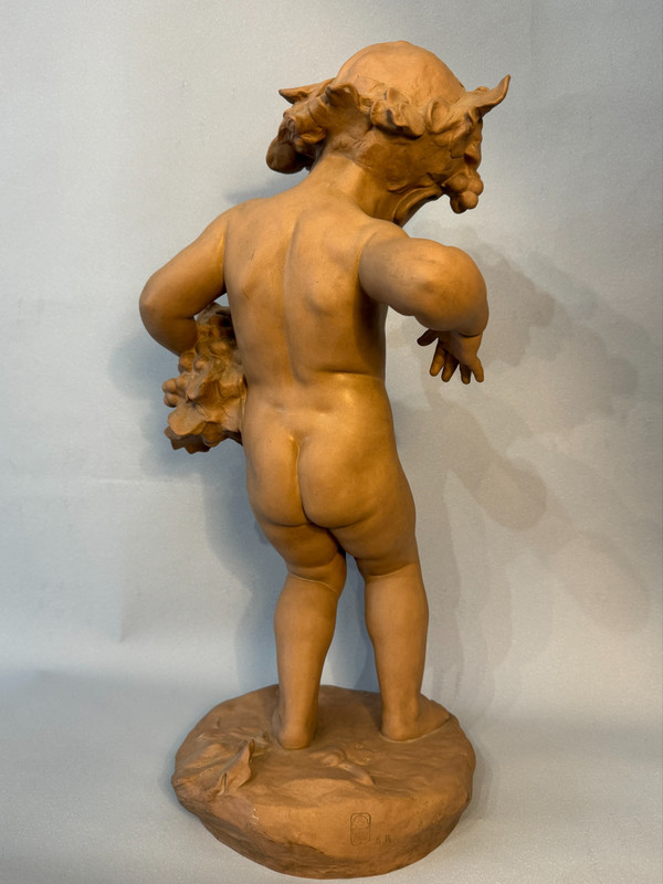 Sculpture Terre cuite de SEVRES "Bacchus enfant" signed MALRIC