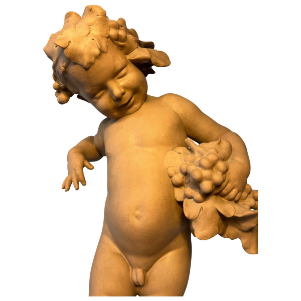 Sculpture Terre cuite de SEVRES "Bacchus enfant" signed MALRIC