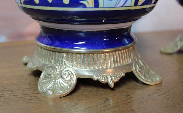 Lampes à Pétrole en Faïence XIXe
