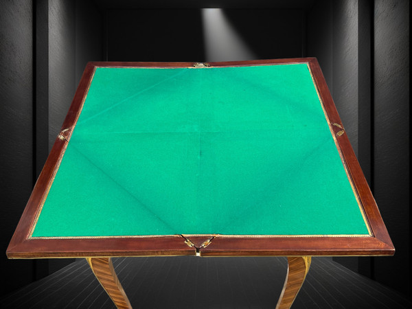 GAME TABLE “CALLED MUCHOIR” IN MARQUETRY DECORATED WITH GILT BRONZE PERIOD 19th