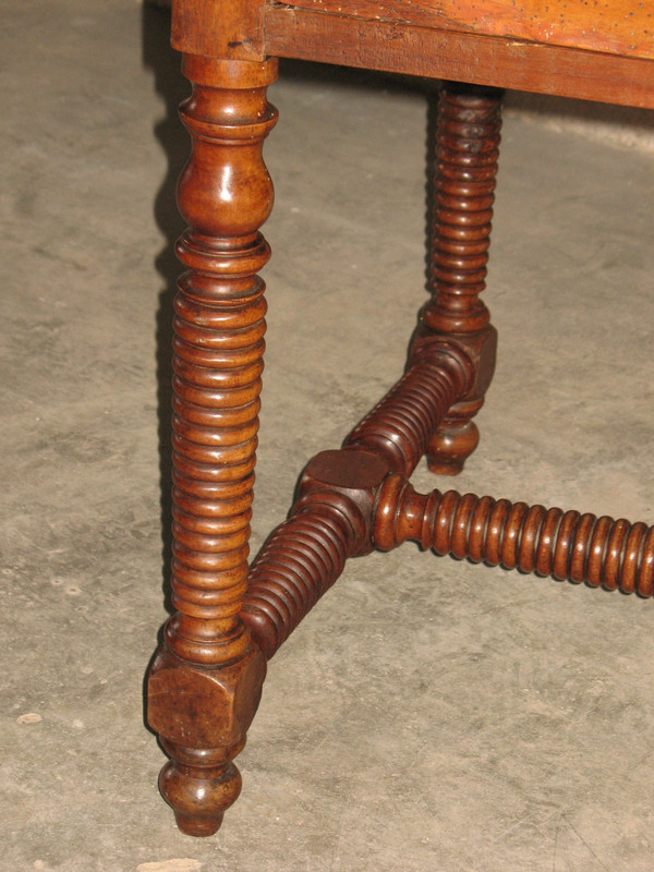 Writing table desk with a large drawer in fruit wood, 19th century Restoration period