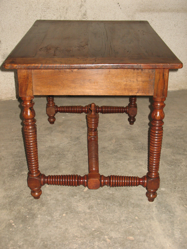Writing table desk with a large drawer in fruit wood, 19th century Restoration period