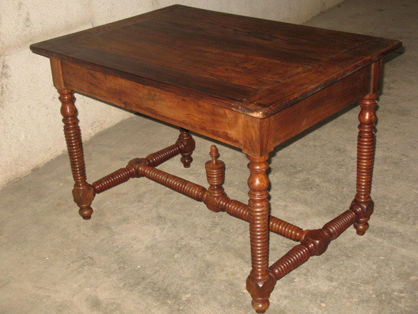 Writing table desk with a large drawer in fruit wood, 19th century Restoration period