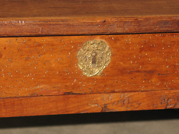Writing table desk with a large drawer in fruit wood, 19th century Restoration period