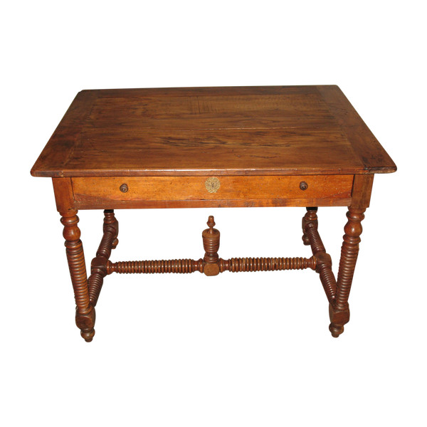 Writing table desk with a large drawer in fruit wood, 19th century Restoration period