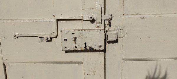 Old 18th Century Double Door In Oak Woodwork Beautiful Ironwork