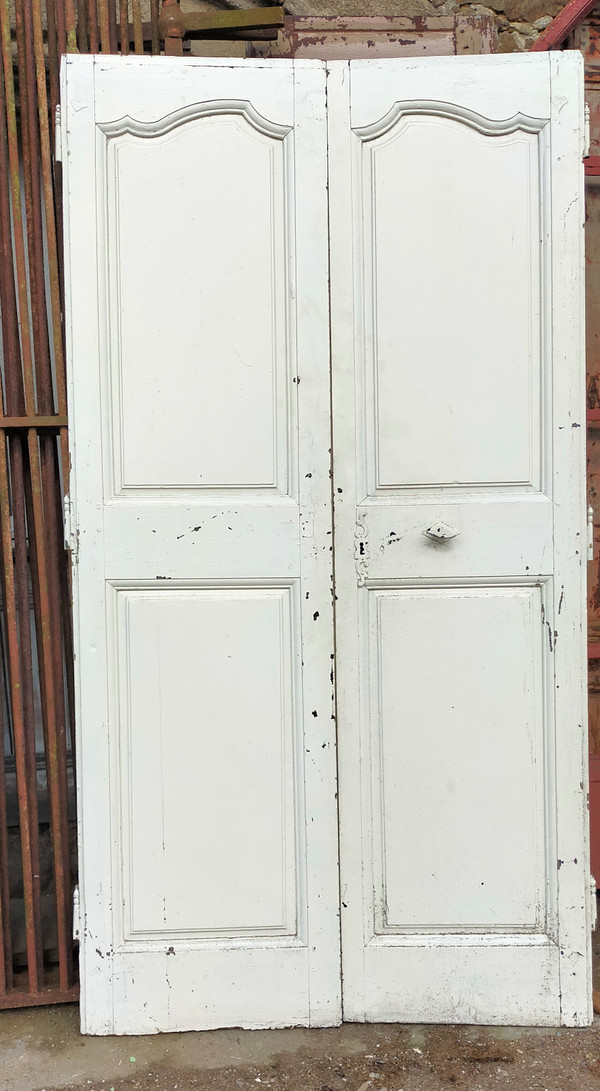 Old 18th Century Double Door In Oak Woodwork Beautiful Ironwork