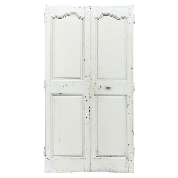 Old 18th Century Double Door In Oak Woodwork Beautiful Ironwork