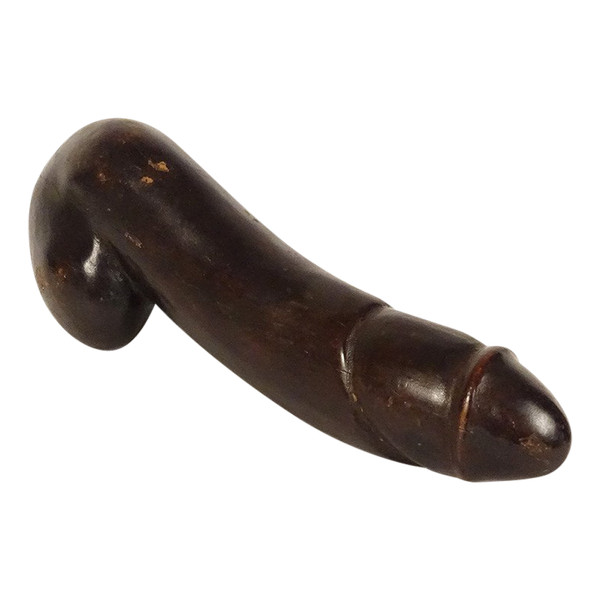 Scultura erotica con dildo in legno intagliato, fine XIX secolo
