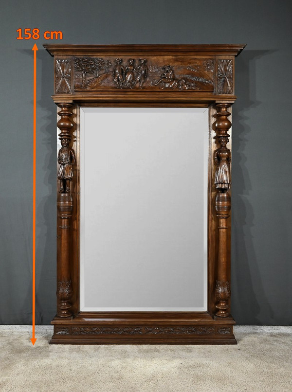 Important Miroir Régional en Chêne – Début XXe
