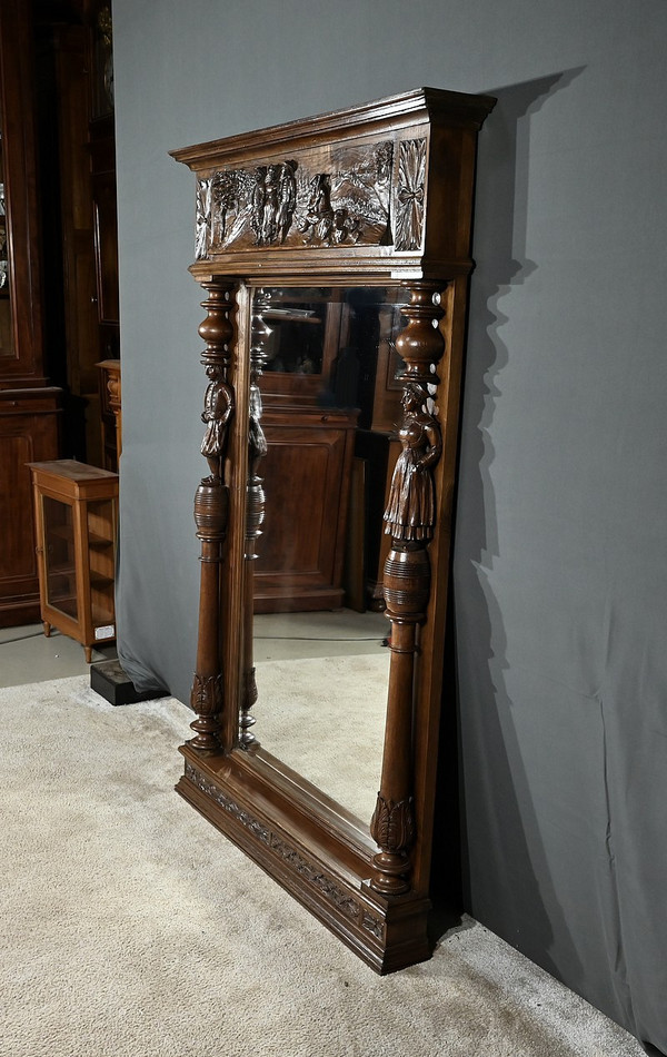 Important Miroir Régional en Chêne – Début XXe