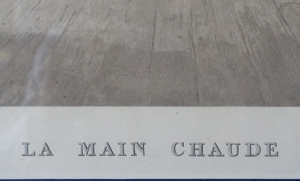 Coppia di incisioni Impero: La main chaud e Le Colin Maillard, cornici in legno dorato 72,5 cm x 62,5 cm