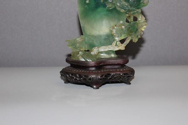 Vase Couvert En Fluorine à Décor De Fleurs , Asie 