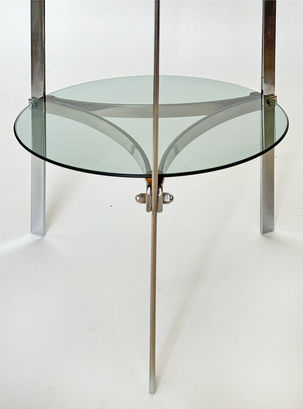 Modernist tripod stand in chrome steel from the 1970s