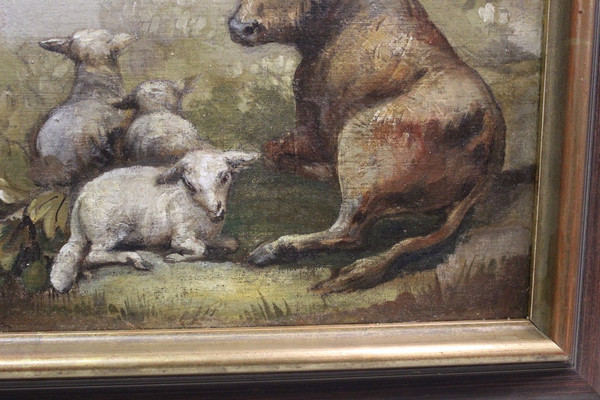 Olio Su Tela Mucca E Pecora XIX