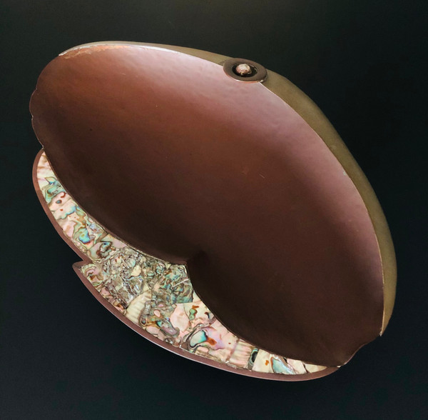 “Fish” cup in copper and mother-of-pearl by G. Espinosa, Mexico 1960s