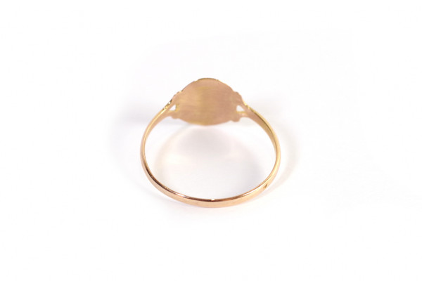 Bague pensée régionale en or rose 18k, bague ancienne régionale Poitou, Normandie, fleur, Bretagne