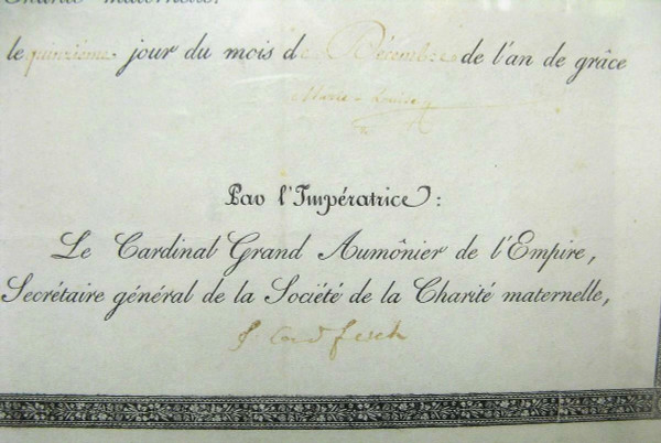 Patent unterzeichnet von Kaiserin Marie Louise. 1. Reich. Napoleon 1