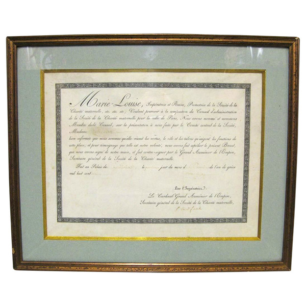 Patent unterzeichnet von Kaiserin Marie Louise. 1. Reich. Napoleon 1