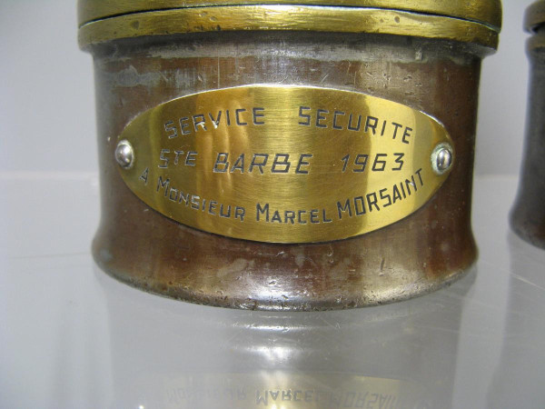 Paire De Lampes De Mineur Dufrane Castiau De Reconnaisance. 