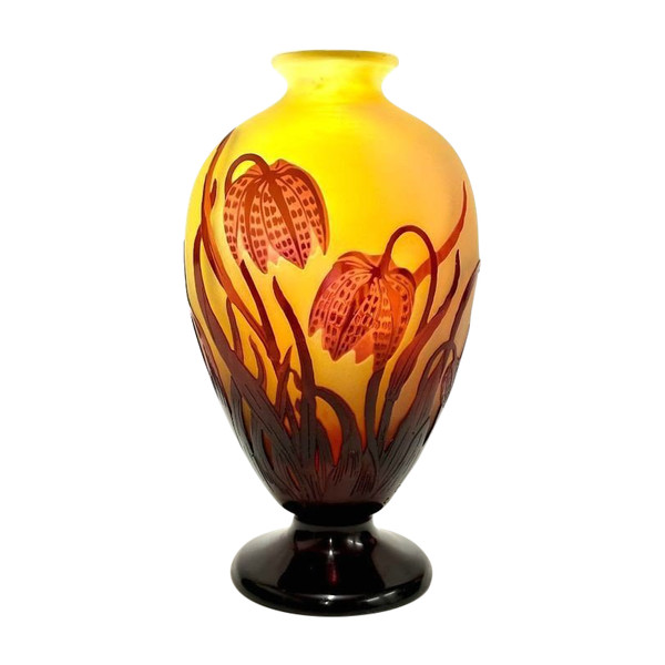 Emile Gallé Vase  "Aux Fritillaires Pintades"