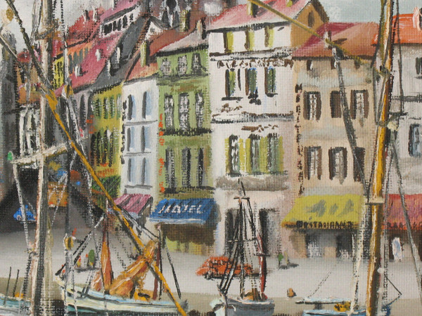 Port of La Rochelle signed G.J. Miane oil on panel 20th century
