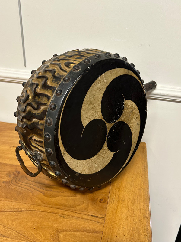 Rare Et Ancien Tambour - Tambourin - Gong - Art Du Japon époque Meiji  Laque Doré XIXéme Siècle