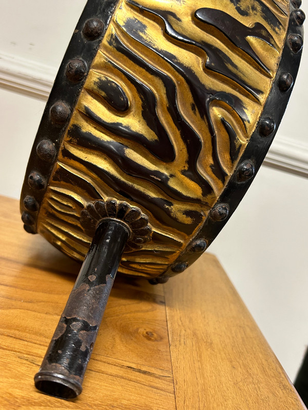 Rare Et Ancien Tambour - Tambourin - Gong - Art Du Japon époque Meiji  Laque Doré XIXéme Siècle