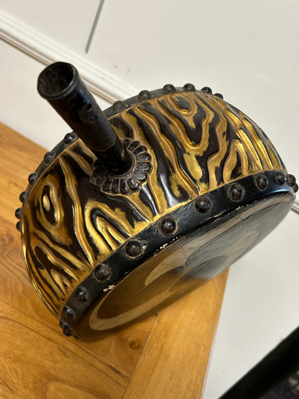Rare Et Ancien Tambour - Tambourin - Gong - Art Du Japon époque Meiji  Laque Doré XIXéme Siècle