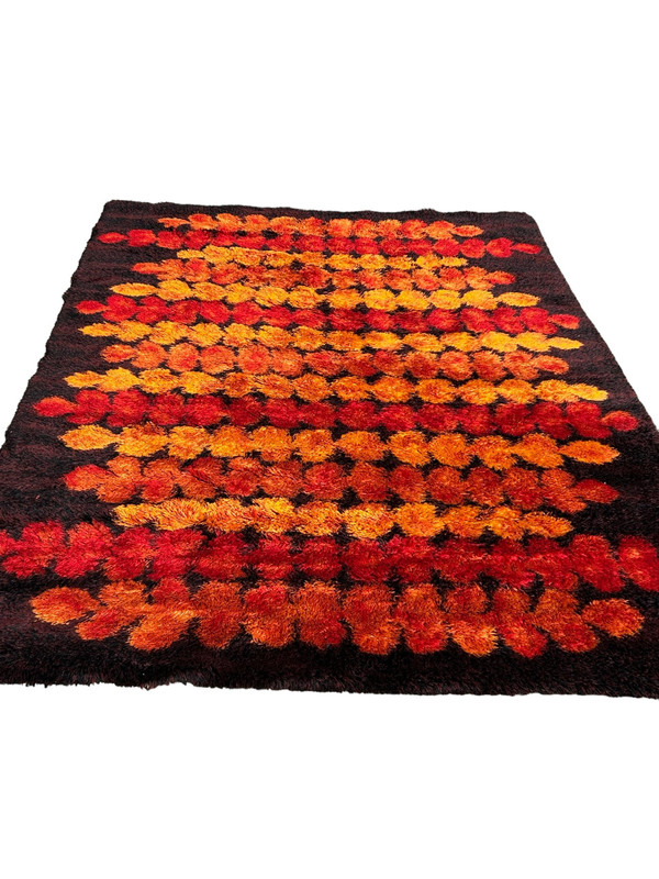 Large Vintage Scandinavian Space Age Wool Rug Circa 1970