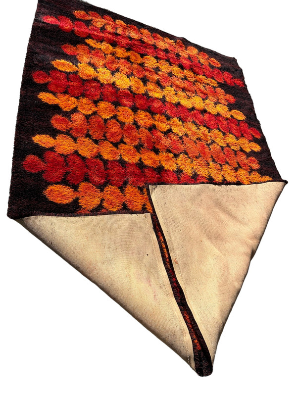 Large Vintage Scandinavian Space Age Wool Rug Circa 1970