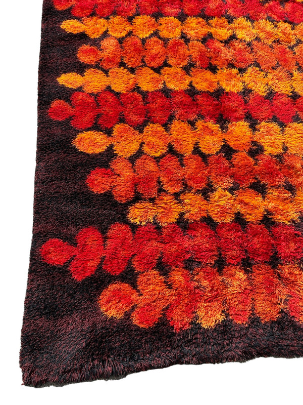 Large Vintage Scandinavian Space Age Wool Rug Circa 1970
