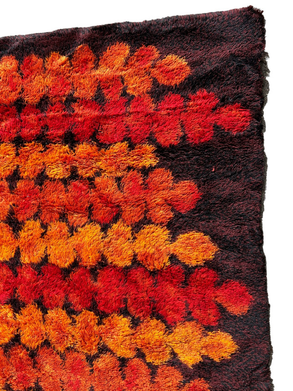 Large Vintage Scandinavian Space Age Wool Rug Circa 1970