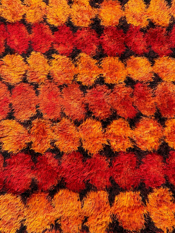 Large Vintage Scandinavian Space Age Wool Rug Circa 1970