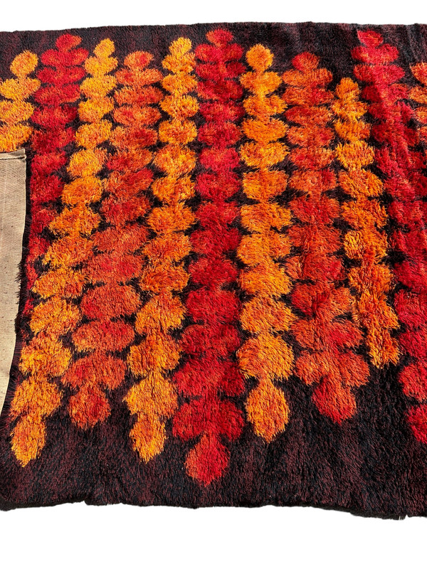 Large Vintage Scandinavian Space Age Wool Rug Circa 1970
