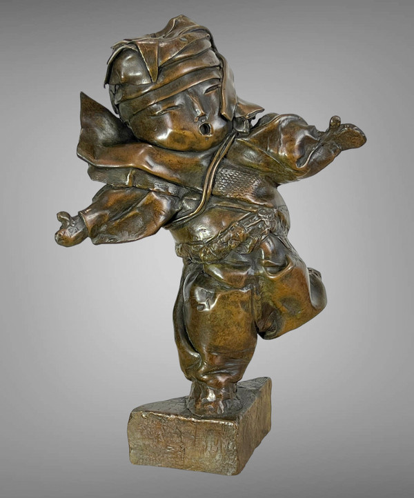 PATINATED BRONZE SIGNED BY “MARIE FILLON 1953” REPRESENTING A DANCING TODDLER