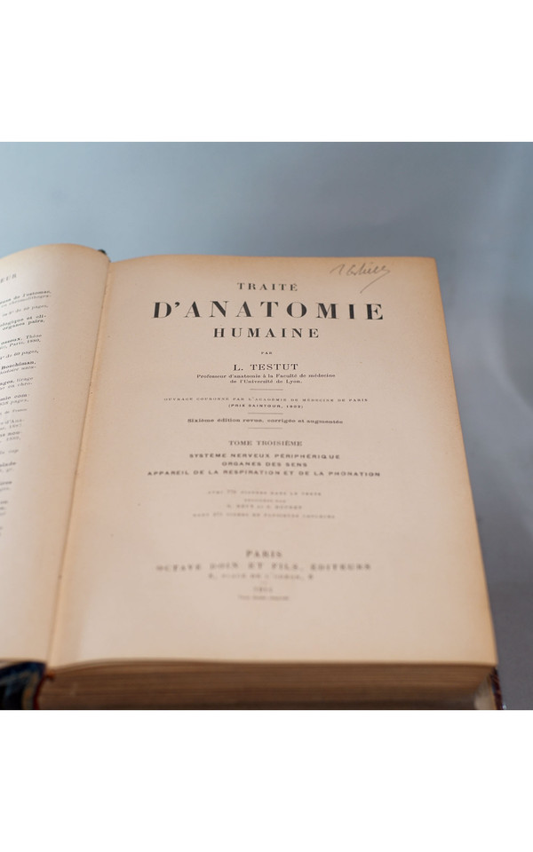 L. TESTUT, TRAITÉ D'ANATOMIE HUMAINE, 4 tomes, 1911 - 1912