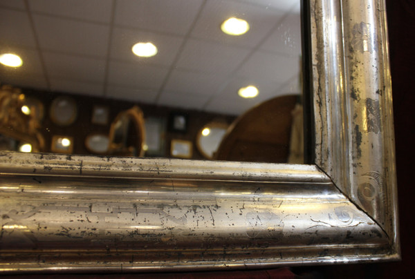84 X 120 Cm, Miroir Ancien Louis Philippe Feuille d'Argent
