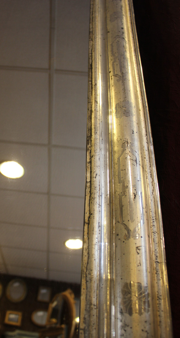 84 X 120 Cm, Miroir Ancien Louis Philippe Feuille d'Argent