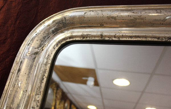 84 X 120 Cm, Miroir Ancien Louis Philippe Feuille d'Argent
