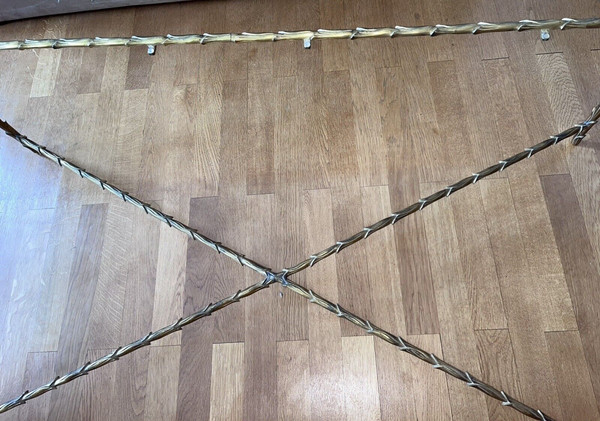 Tavolino Grande Maison CHARLES Anni 60/70 circa in Bronzo Dorato con decoro palme