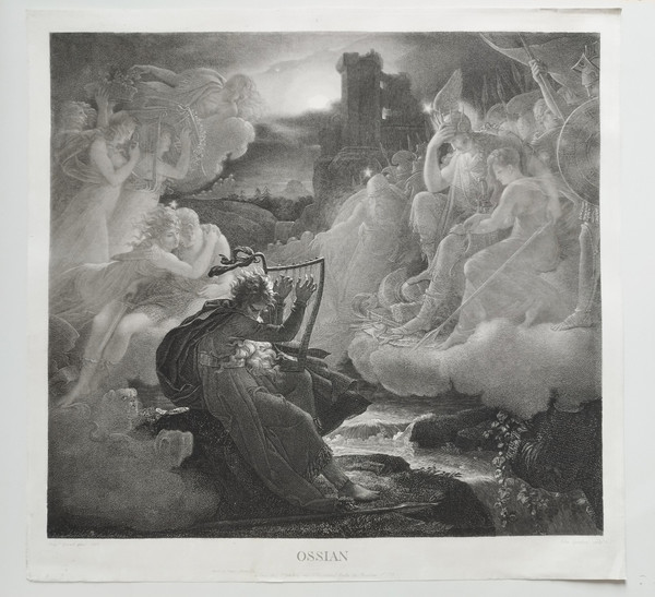 Etching Ossian Engraving After François Gérard 19th C Old Print